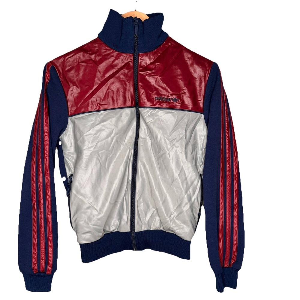 RARE VINTAGE ADIDAS SPORT JACKET 80S SHINY/GLANZEND SZ-S Cotton/Viscose Blend
